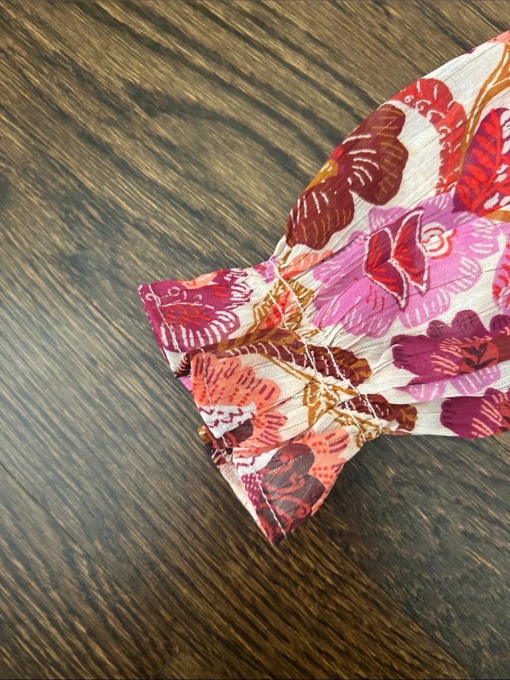 Old Navy Floral Peplum Blouse - Pink, Orange & Red